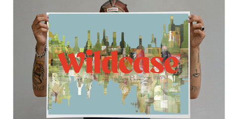 Wildcase designed map with a bespoke map of wine labels that demonstrates the variety of global wines available through Wildcase wine boxes