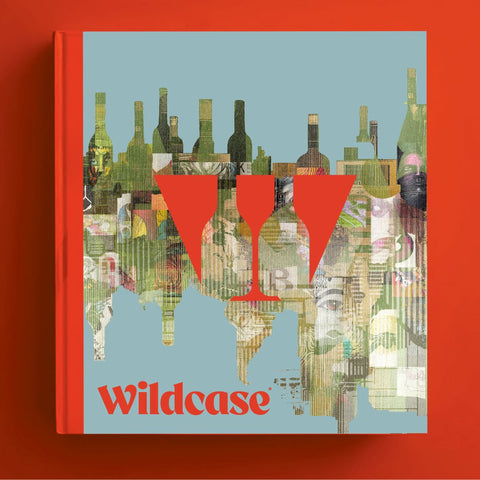 A Wildcase branded coffee table book with a wine label designed map that highlights the variety of global wines available through Wildcase