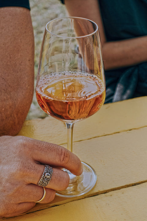 An orange wine with beautiful balance crafted from gentle extraction of whole bunch Traminer grapes. 